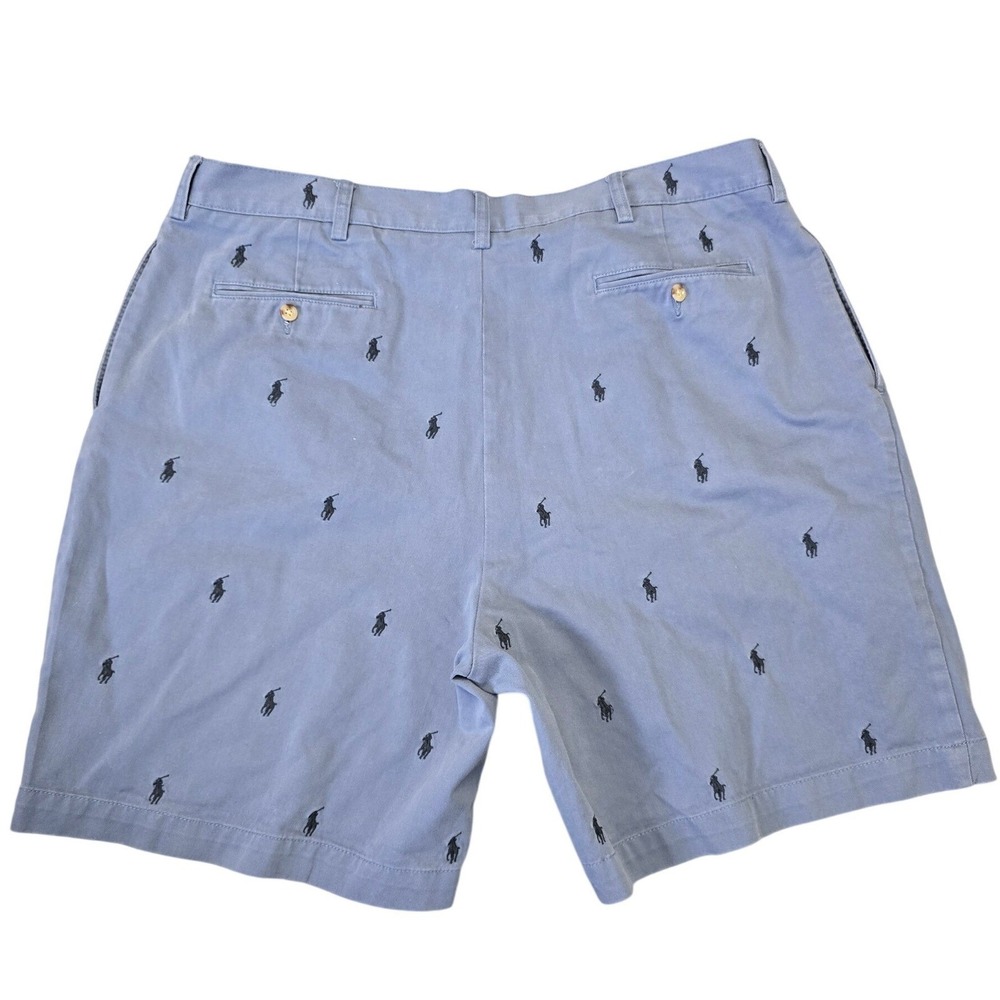 Polo Ralph Lauren Tyler Shorts Men 42 Blue All Over Pony Embroidered Cotton - Picture 3 of 12